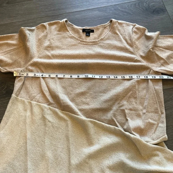 Alfani Asymmetrical Metallic Beige Womens Long Sleeve Shirt Size Extra Large - Picture 11 of 15
